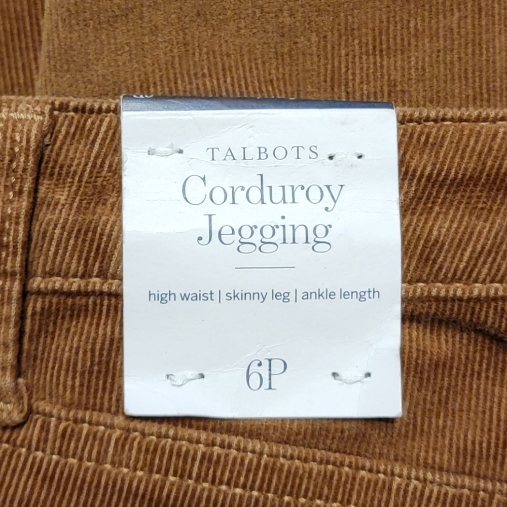 Talbots Corduroy High Waist Skinny Ankle Jegging, Twig Brown, Women's Size 6P - Picture 5 of 6